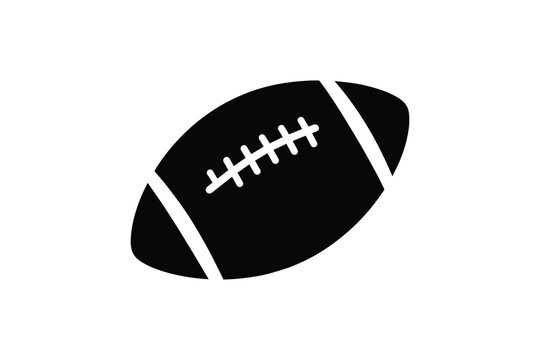 American football isolated on white background object black icon game sport ball oval stitches laces