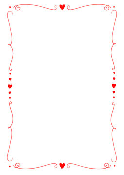 Red Valentine&rsquo;s Day Hand Drawn Heart Transparent A4 Frame valentines swirls whimsical romantic girly illustration drawing hearts line png valentine cute decoration party invitation border poster