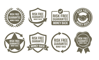 Obraz premium Risk Free Guarantee Money-Back Satisfaction-Guarantee Refund-Badge Customer-Assurance Trust-Seal Money-Back-Badge Vector Set - Guarantee Badge