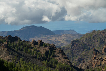 Mountain Valley Landscape With Clouds And Forest
