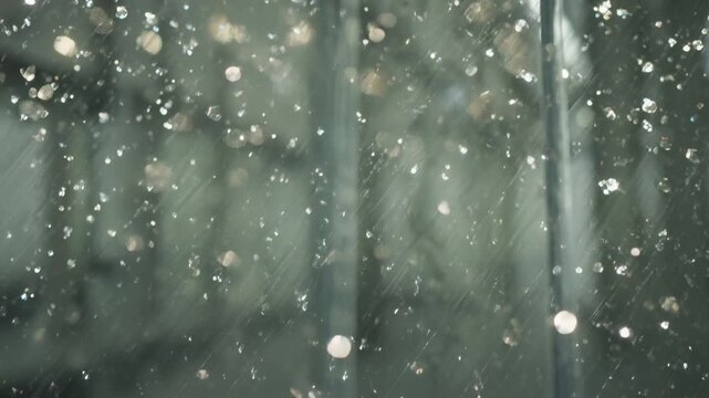 abstract luxury video, floating bokeh lights diffused frosted glass texture, subtle light refractions glow, layered translucent glass panels, minimal grey white color palette, high end corporate UI