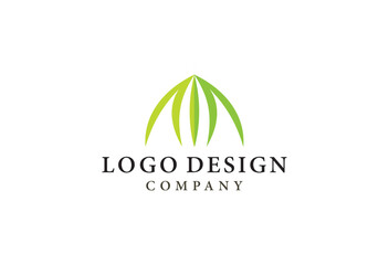 Modern Logo Design for Company Branding with Green Leaf Elements and Clean Typography
