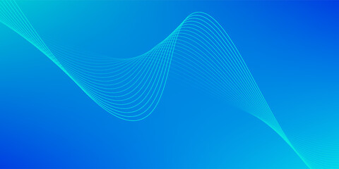 Wavy blended lines with blue cyan gradient mesh abstract background nice for wallpaper or banner © Nawari