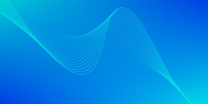 Wavy blended lines with blue cyan gradient mesh abstract background nice for wallpaper or banner