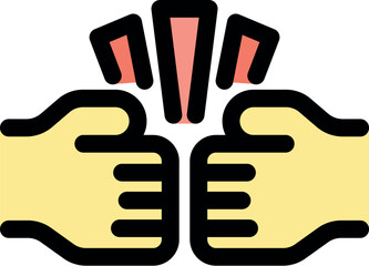 Obraz premium Fist bump expressing power and energy, creating sparks on white background