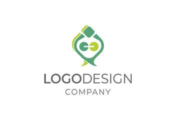 Professional logo design company emblem featuring a stylized green and yellow abstract graphic representation of a company identity