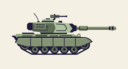 Military Tank Vector Illustration on Beige Background. © Abhinaya Project
