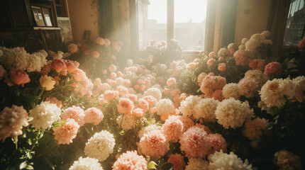 a sunlit flower shop