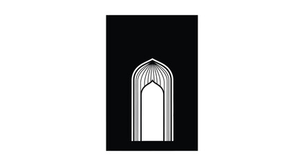 Fototapeta premium Architectural archway silhouette in minimalist design on black background
