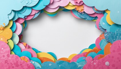 Fototapeta premium Colorful Paper Cutout Background with Empty Center Space for Design