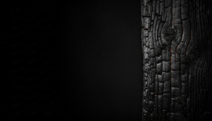 Close-up of Charred Black Wood Texture using Japanese Shou Sugi Ban Preservation Method