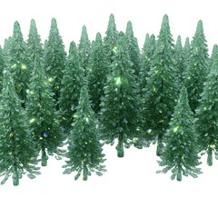 Fototapeta premium Lush Evergreen Pine Trees with Sparkling Lights for Festive Decor
