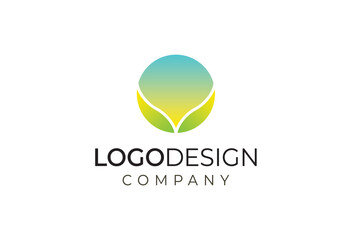 Abstract Nature-Inspired Circular Logo Template with Green Leaf Elements for Eco & Global Brands