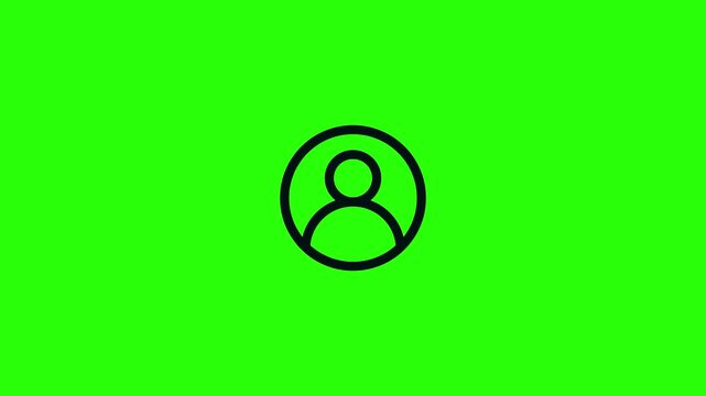 A simple minimalist graphic depicts a black silhouette of a person inside a circular frame against a vibrant solid green background