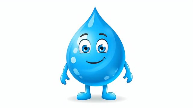 Cute Water Drop Character Animation Funny Cute Cartoon Water Drop Mascot
