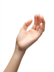 Open hand gesture offering help or donation isolated on white background