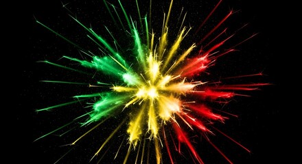 Fototapeta premium Vibrant firework explosion in red yellow and green