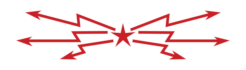Obraz premium Overhead High Voltage Hazard Icon – Red Star and Lightning Bolt Electricity Symbol for Utility Safety and Electrical Danger Warning isolated on white