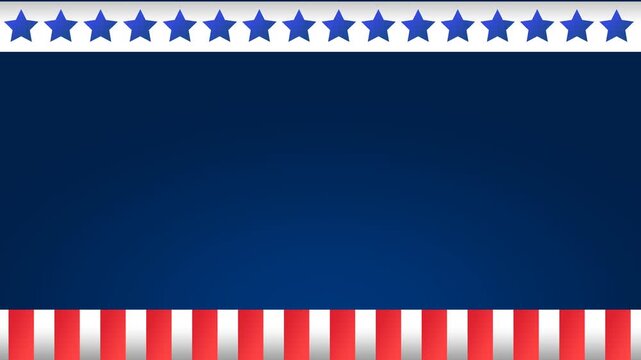 Animated American flag background with empty space for text. Suitable for Independence Day, Memorial Day, Patriot Day, Veterans Day, President's Day, banners, etc