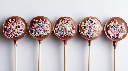 カラフルなトッピングのロリポップチョコ3本