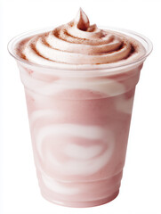 渦巻き状のホイップをのせたピンクのフローズンドリンク