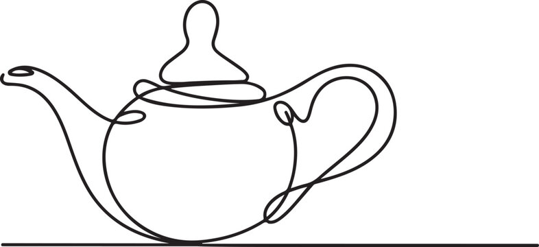 Continuous line design of aladdin magic teapot.one line vector icon illustration