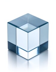 Fototapeta premium Elegant Crystal Cube - A Study in Light and Reflection.