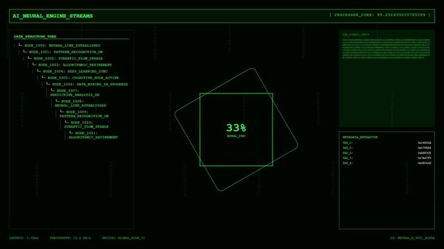 Futuristic Hyper-Speed Link Interface with Processing Packets and Abstract Green Network Tunnel