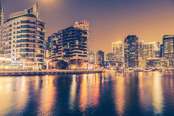 Dubai Marina area in Dubai, United Arab Emirates