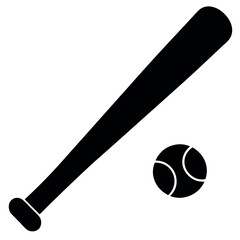 A baseball-bat-and-ball-icon. 