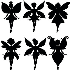 set of butterflies isolated on white