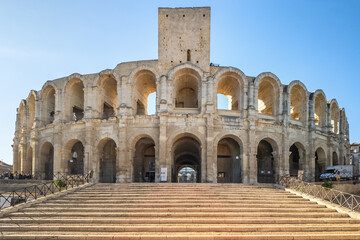 Fototapeta premium Roman Amphitheatre and ancient stone arches in Arles Provence France