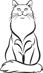 Obraz premium Funny Cat Bold Outline Line Art Illustration