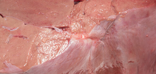 Raw Beef liver background and texture.