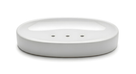 Small White Ceramic Soap Dish Isolated on White Background
