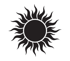 Naklejka premium Sun silhouette with rays, bright star illustration for energy and warmth