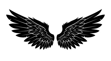 Obraz premium Large Spread Wings Silhouette Vector Graphic Illustration