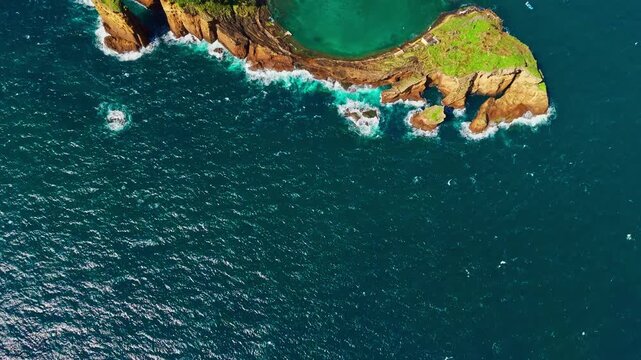 Aerial view of Islet of Vila Franca do Campo, Azores, Portugal