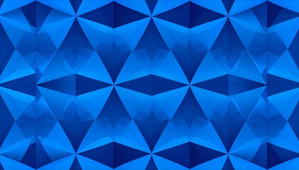 Repeating blue geometric pattern with triangular and diamond shapes arranged symmetrically in a bright, vibrant design