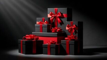 Orange gift box with star pattern and lid stars