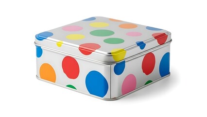 Red metal tin box with white star pattern white stars