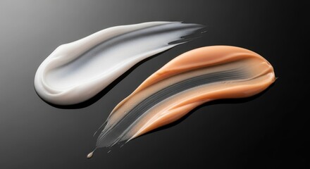Swirls of white and apricot cream on glossy black ground