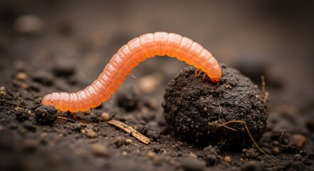 Worm crawling on dirt
