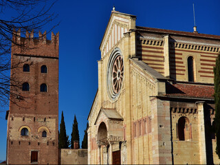 St Zeno Basilica beautiful medieval facade in Verona