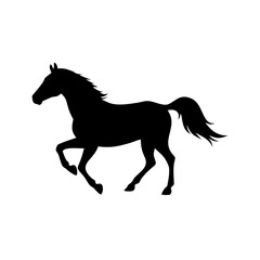 Obraz premium Galloping Horse Silhouette: Elegant Running Stallion Side View Vector