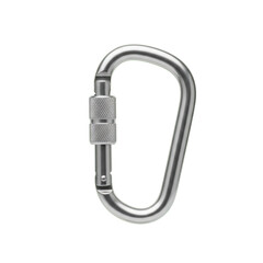 Silver Metal Carabiner with Screw Gate Clasp