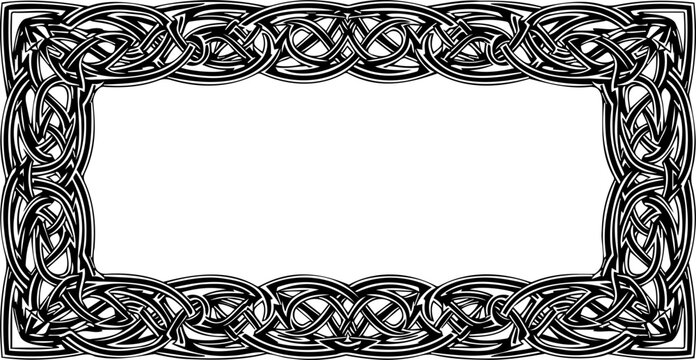 A Celtic knotwork border design with a blank rectangular center for text or images
