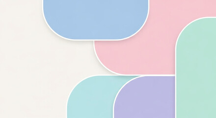 Fototapeta premium Soft pastel rounded shapes with clean white borders on a light background