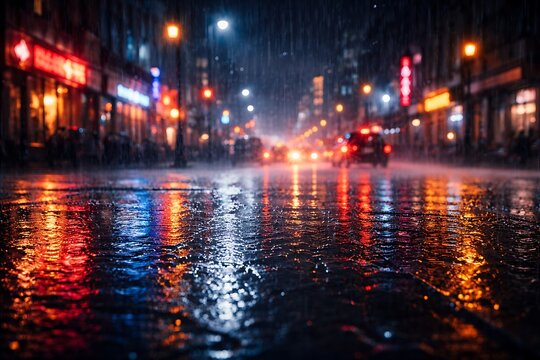 Cinematic City Rain Night Lights