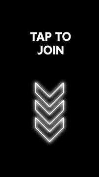 Vertical Swipe up animated button. Application and social network icons, swipe up for advertising. Social media scroll arrows. Tap to join